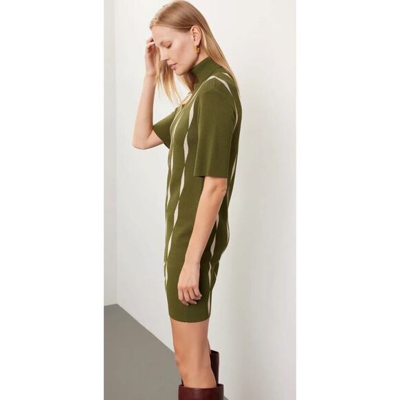 Saunders x RTR Jacquard Green Knit Dress - Picture 2 of 9